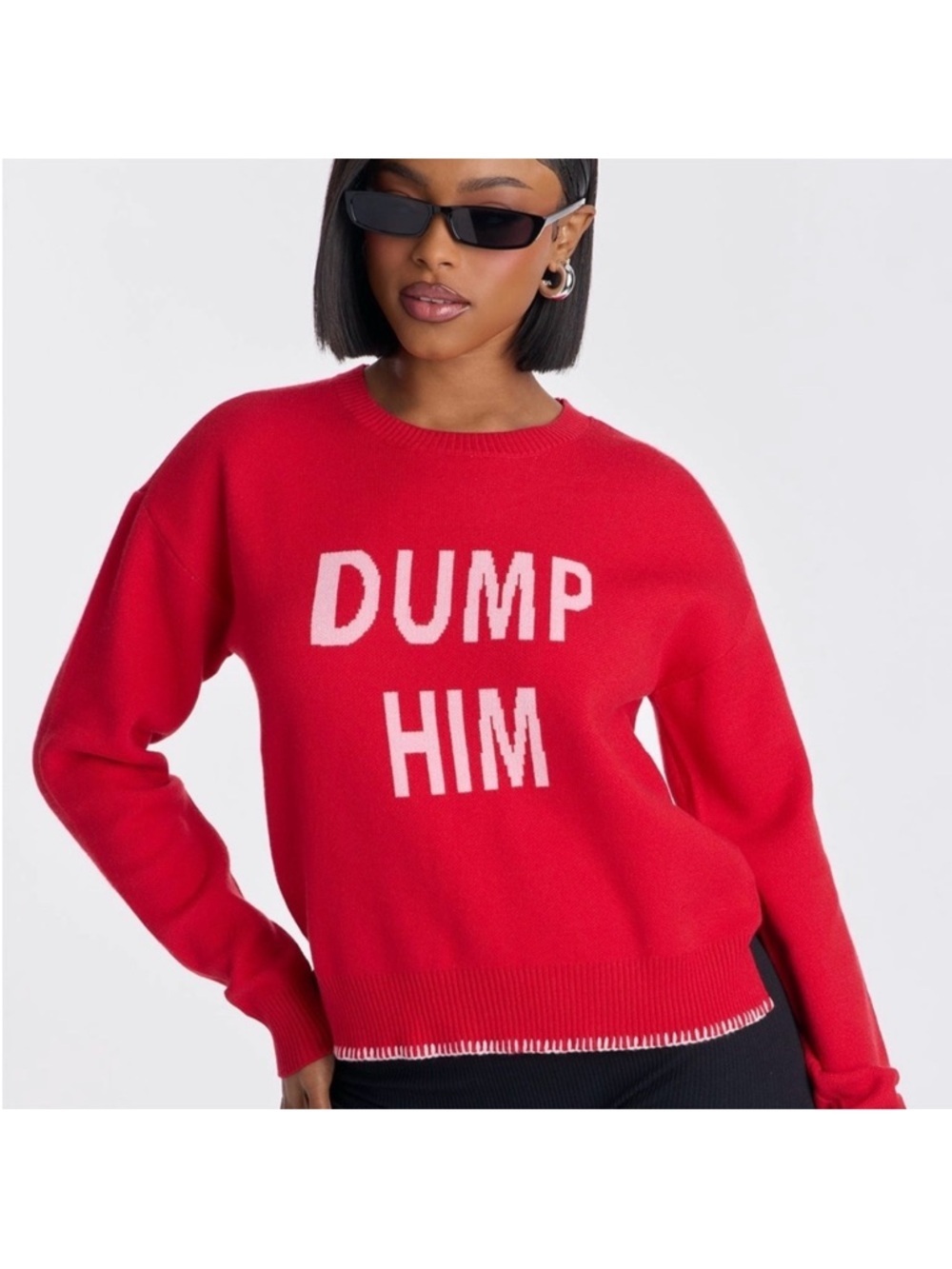 No Comment Red "Dump Him" Crewneck Sweater - Sizes S, M,L NWT